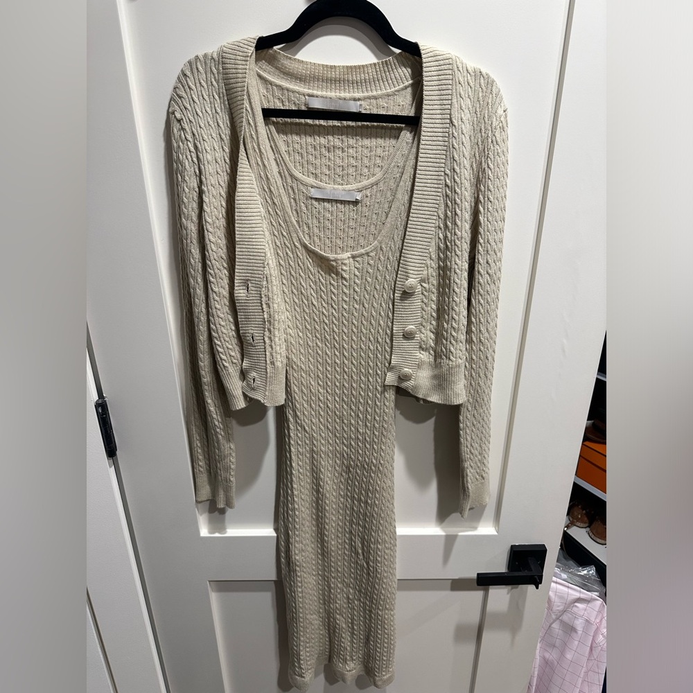 One Gray Day midi dress w/ cardigan